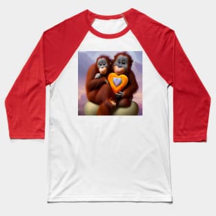 Cute Monkeys holding Heart - Valentine's Day gift Baseball T-Shirt